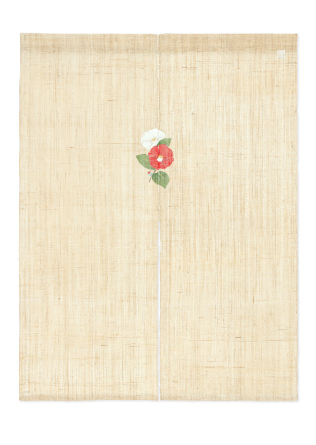 Hand-dyed Linen Noren (Japanese Doorway Curtain) - Camellia - , Kyoto Noren
