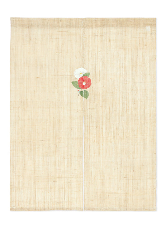 Hand-dyed Linen Noren (Japanese Doorway Curtain) - Camellia - , Kyoto Noren