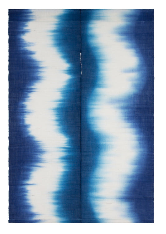 Hand-dyed Linen Noren (Japanese Doorway Curtain) - Indigo Blue - , Kyoto Noren