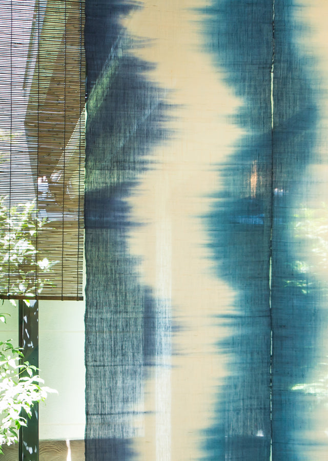 Hand-dyed Linen Noren (Japanese Doorway Curtain) - Indigo Blue - , Kyoto Noren