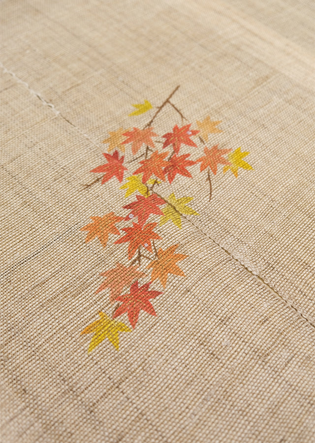 Hand-dyed Linen Noren (Japanese Doorway Curtain) - Maple - , Kyoto Noren