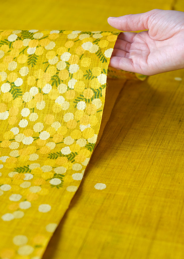 Hand-dyed Linen Noren (Japanese Doorway Curtain) - Mimosa - , Kyoto Noren