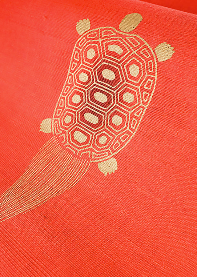 Hand-dyed Linen Noren (Japanese Doorway Curtain) - Crane and Turtle - , Kyoto Noren