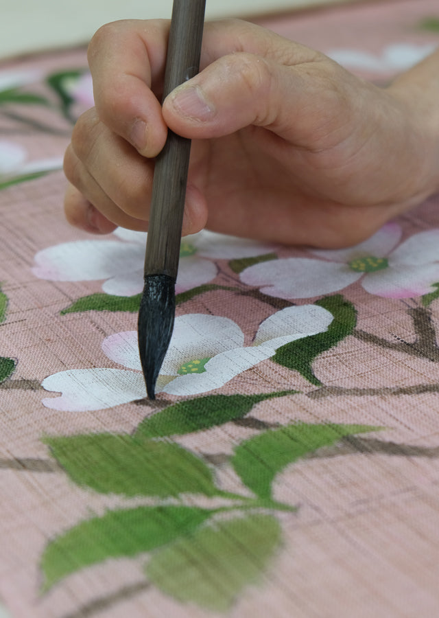 Hand-dyed Linen Noren (Japanese Doorway Curtain) - Dogwood - , Kyoto Noren