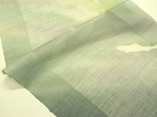 Hand-dyed Linen Noren (Japanese Doorway Curtain) - Maple and Sweetfish - , Kyoto Noren