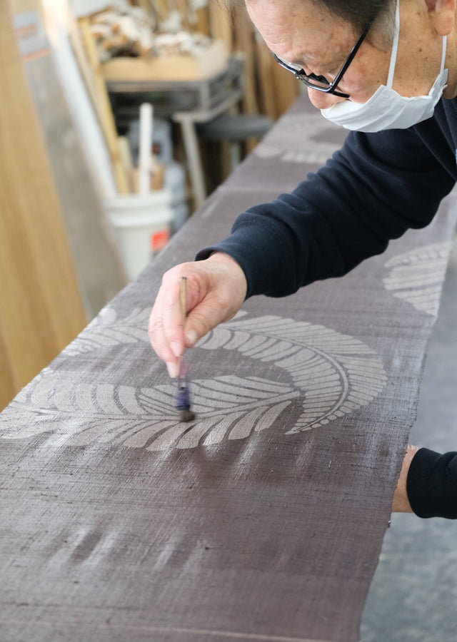 Hand-dyed Linen Noren (Japanese Doorway Curtain) - Japanese Banana Leaf - , Kyoto Noren