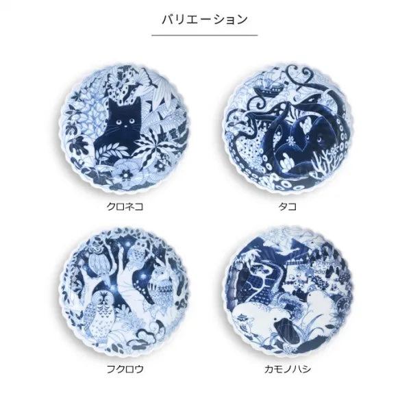 Hasami Yaki(ware) Plate Set of 4pcs - Animal -, Japanese Hasami ware plate