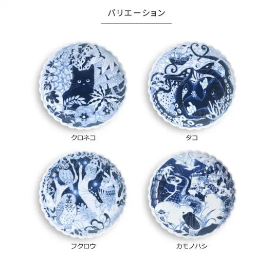 Hasami Yaki(ware) Plate Set of 4pcs - Animal -, Japanese Hasami ware plate