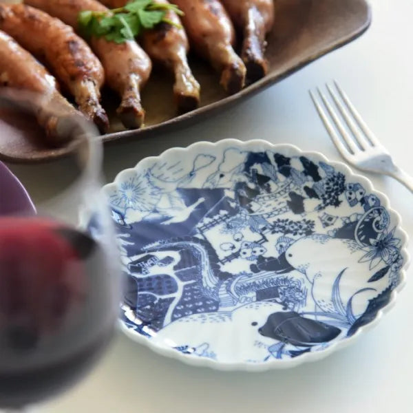 Hasami Yaki(ware) Plate Set of 4pcs - Animal -, Japanese Hasami ware plate
