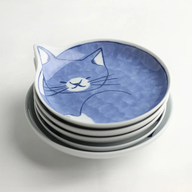 Hasami Yaki(ware) Plate Set of 5pcs - Cat -