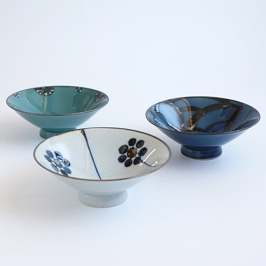 Hasami Yaki(ware) Rice Bowl Set of 3pcs - Japanese Pattern -, Japanese Hasami ware rice bowl
