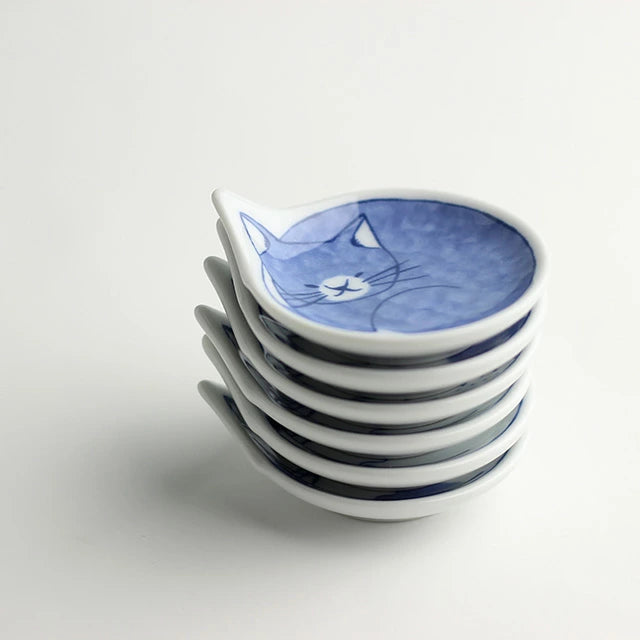 Hasami Yaki(ware) Small Plate Set of 6pcs - Cat -