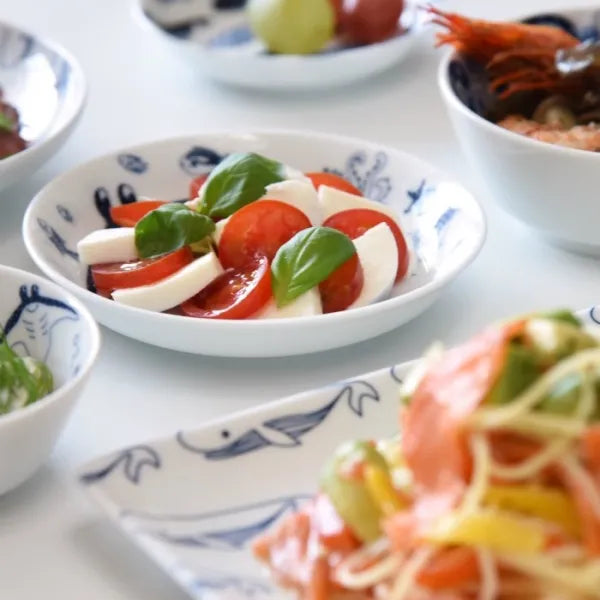 Hasami Yaki(ware) Small Plate Set of 7pcs - Marine Life -, Japanese Hasami ware plate