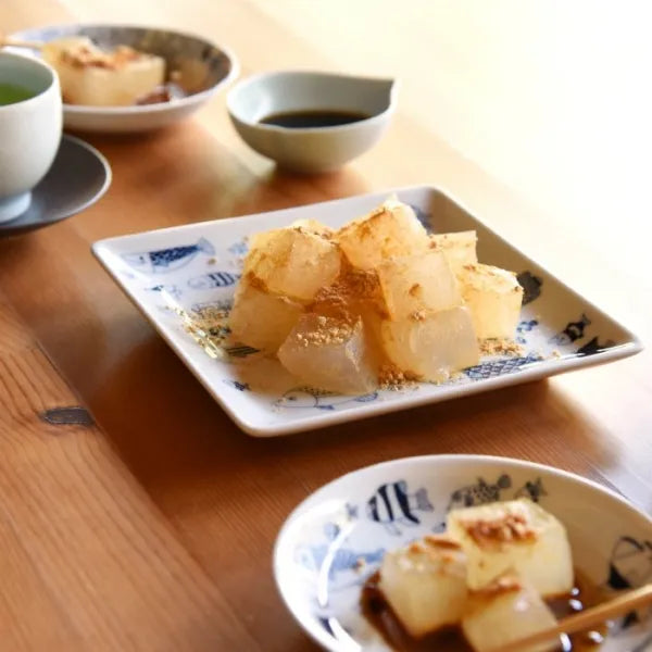 Hasami Yaki(ware) Square Plate Set of 4pcs - Marine Life -, Japanese Hasami ware plate
