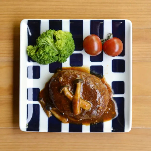 Hasami Yaki(ware) Square Plate Set of 7pcs - Various Patterns -, Japanese Hasami ware plate