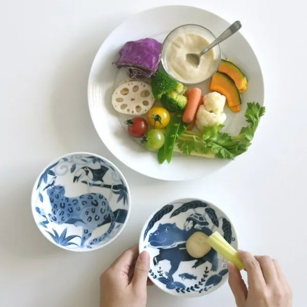 Hasami Yaki(ware) Square Small Bowl Set of 5pcs - Animal -, Japanese Hasami ware bowl