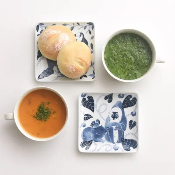 Hasami Yaki(ware) Square Small Plate Set of 5pcs - Animal -, Japanese Hasami ware plate