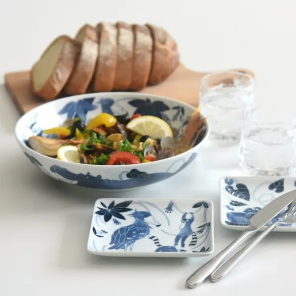 Hasami Yaki(ware) Square Small Plate Set of 5pcs - Animal -, Japanese Hasami ware plate