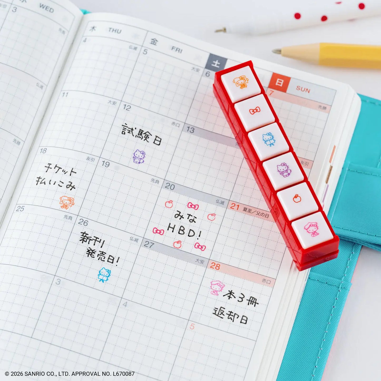 Hello Kitty: Pochitto6 Push-Button Stamp (Hello Kitty) Kodomo no Kao x Hobonichi, 2027 Hobonichi Accessories