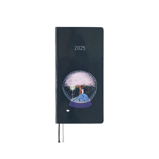 Sale! Hobonichi Techo 2025 Hiroko Kubota: Night Cherry Blossom Snow Globe Weeks Hardcover Book / Weekly Horizontal / January start / Monday start - English Edition