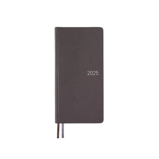 Hobonichi Techo 2025 Leather: Steel Gray Weeks Hardcover Book / Weekly Horizontal / January start / Monday start - English Edition