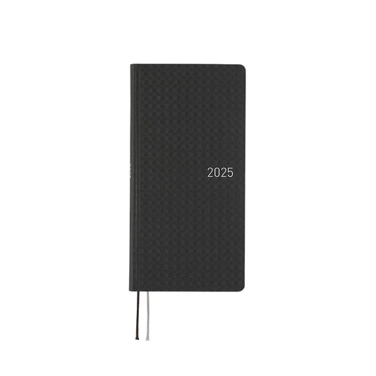 Hobonichi Techo 2025 Paper Series: Black Gingham Weeks Hardcover Book / Weekly Horizontal / January start / Monday start - English Edition