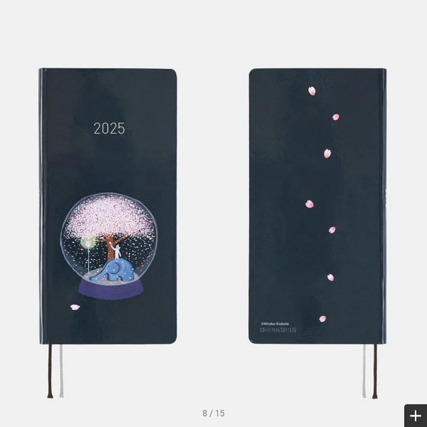 Sale! Hobonichi Techo 2025 Hiroko Kubota: Night Cherry Blossom Snow Globe Weeks Hardcover Book / Weekly Horizontal / January start / Monday start - English Edition