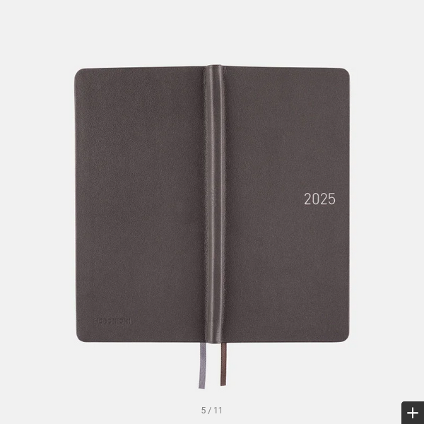 Hobonichi Techo 2025 Leather: Steel Gray Weeks Hardcover Book / Weekly Horizontal / January start / Monday start - English Edition