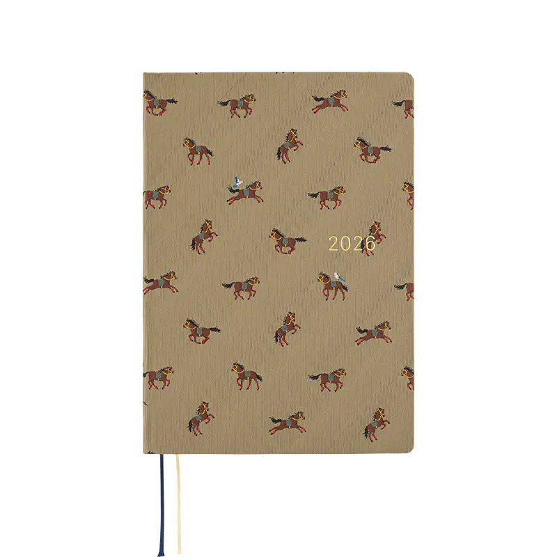 PRE-ORDER Hobonichi Techo 2026 Bow & Tie: Galloping Horses HON / A5 Size / Daily / Jan start / Mon start - English Edition