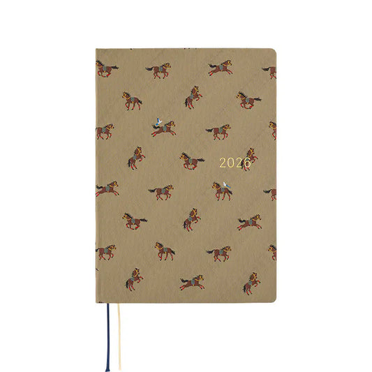 PRE-ORDER Hobonichi Techo 2026 Bow & Tie: Galloping Horses HON / A5 Size / Daily / Jan start / Mon start - English Edition