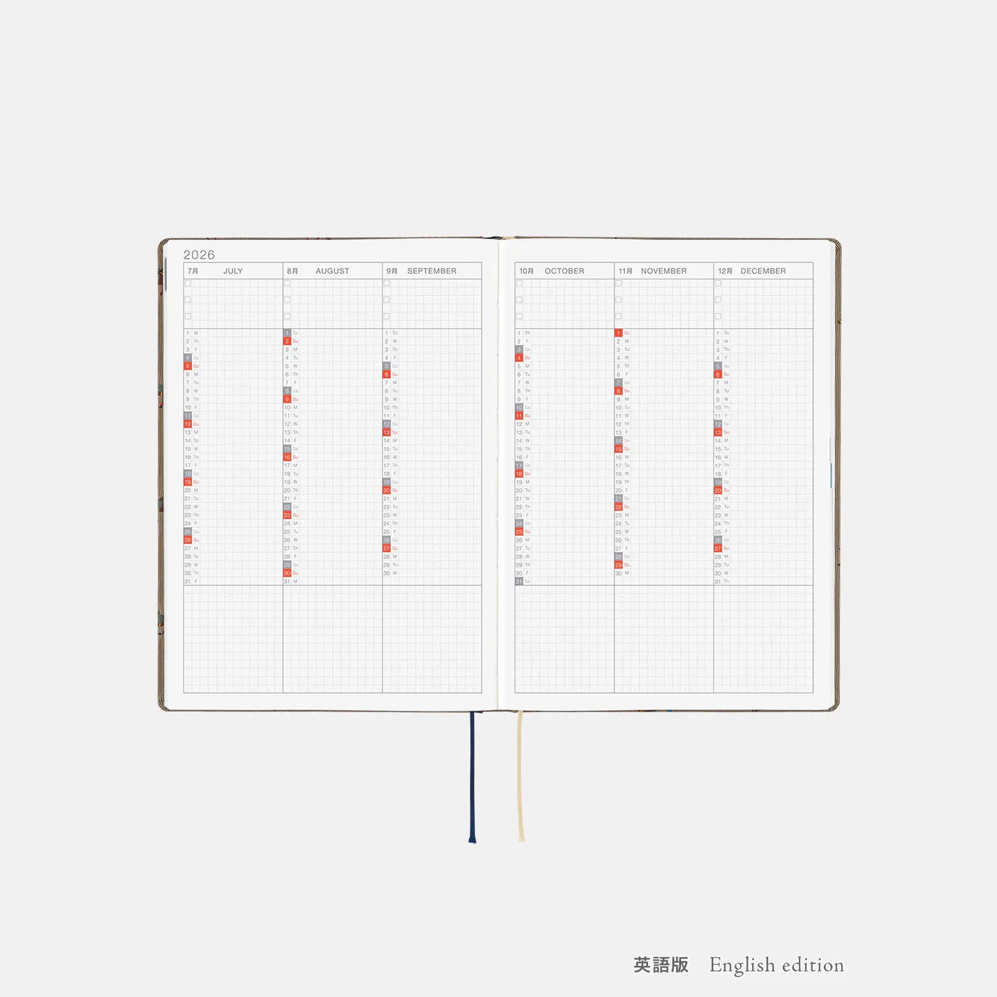 PRE-ORDER Hobonichi Techo 2026 Bow & Tie: Galloping Horses HON / A5 Size / Daily / Jan start / Mon start - English Edition