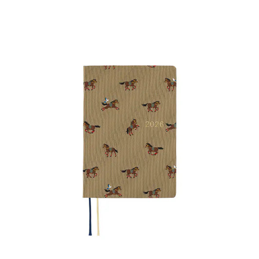 PRE-ORDER Hobonichi Techo 2026 Bow & Tie: Galloping Horses HON  / A6 Size / Daily / Jan start / Mon start - English Edition