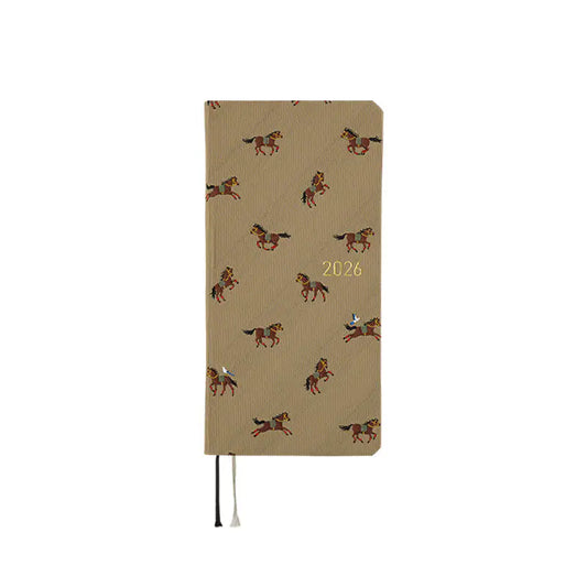PRE-ORDER Hobonichi Techo 2026 Bow & Tie: Galloping Horses Weeks Hardcover Book / Weekly Horizontal / Jan start / Mon start - English Edition