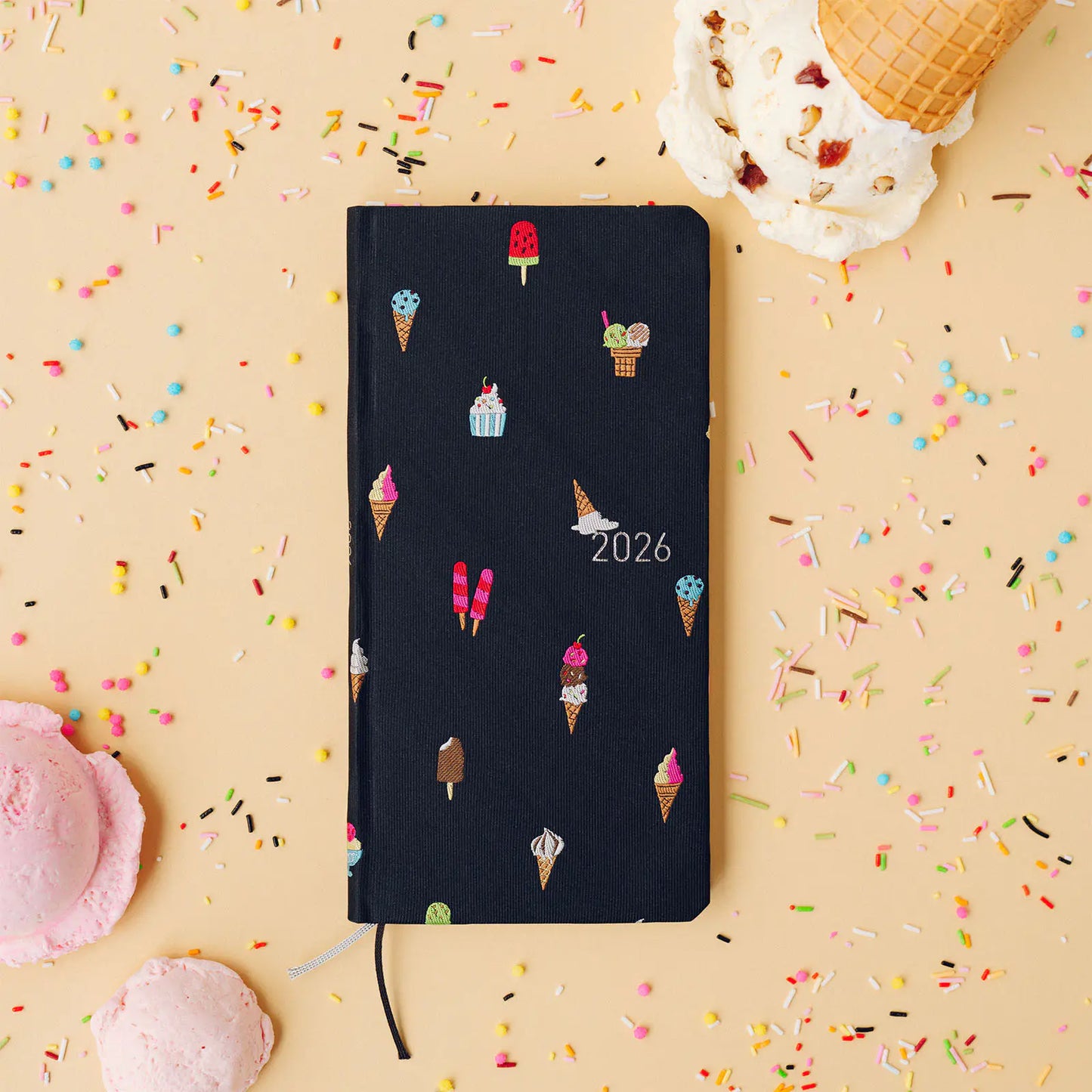 PRE-ORDER Hobonichi Techo 2026 Bow & Tie: Happy Ice Cream Weeks Hardcover Book / Weekly Horizontal / Jan start / Mon start - English Edition