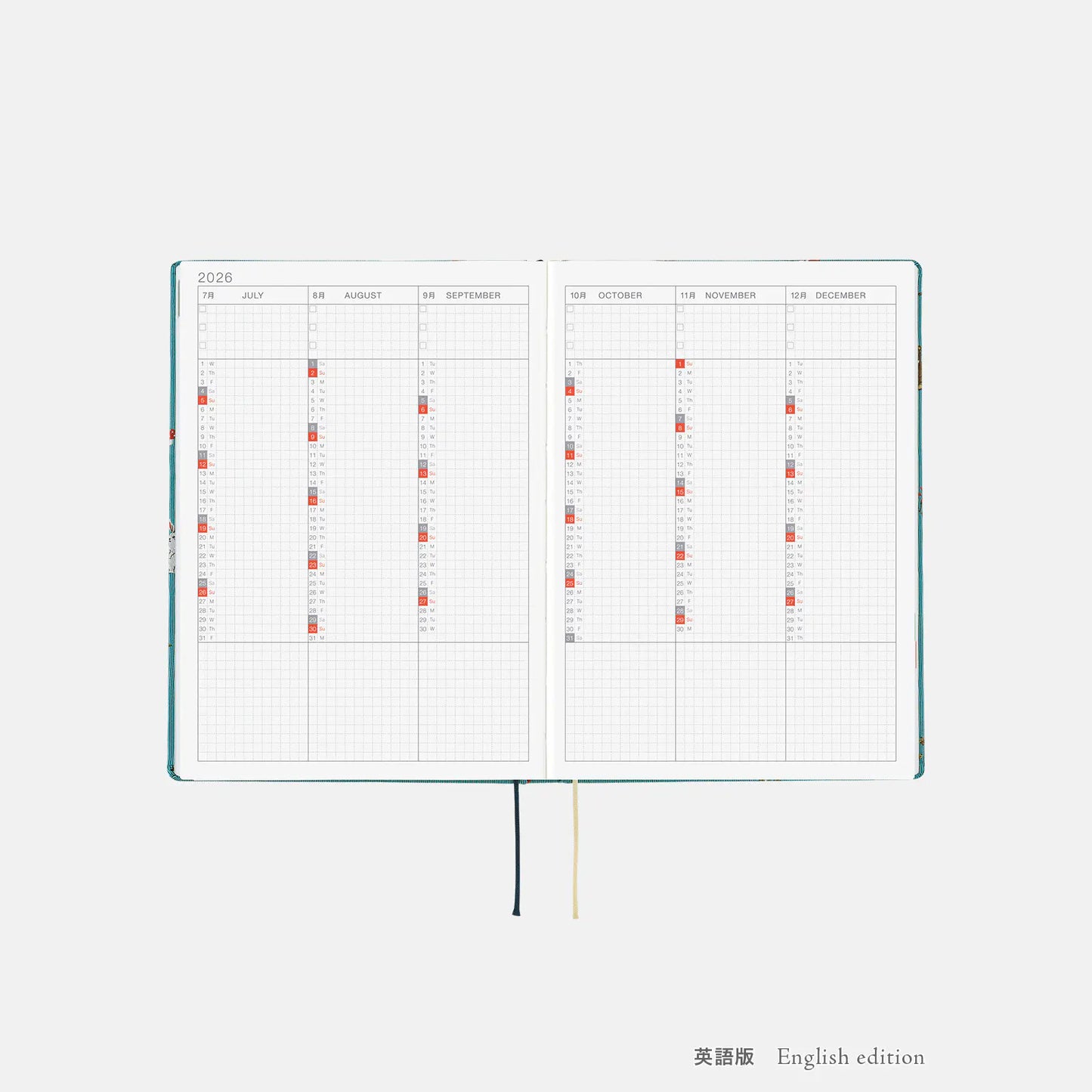 PRE-ORDER Hobonichi Techo 2026 Bow & Tie: In the Forest HON / A5 Size / Daily / Jan start / Mon start - English Edition