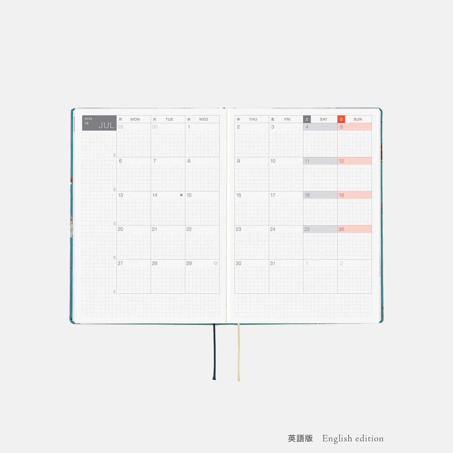 PRE-ORDER Hobonichi Techo 2026 Bow & Tie: In the Forest HON / A5 Size / Daily / Jan start / Mon start - English Edition