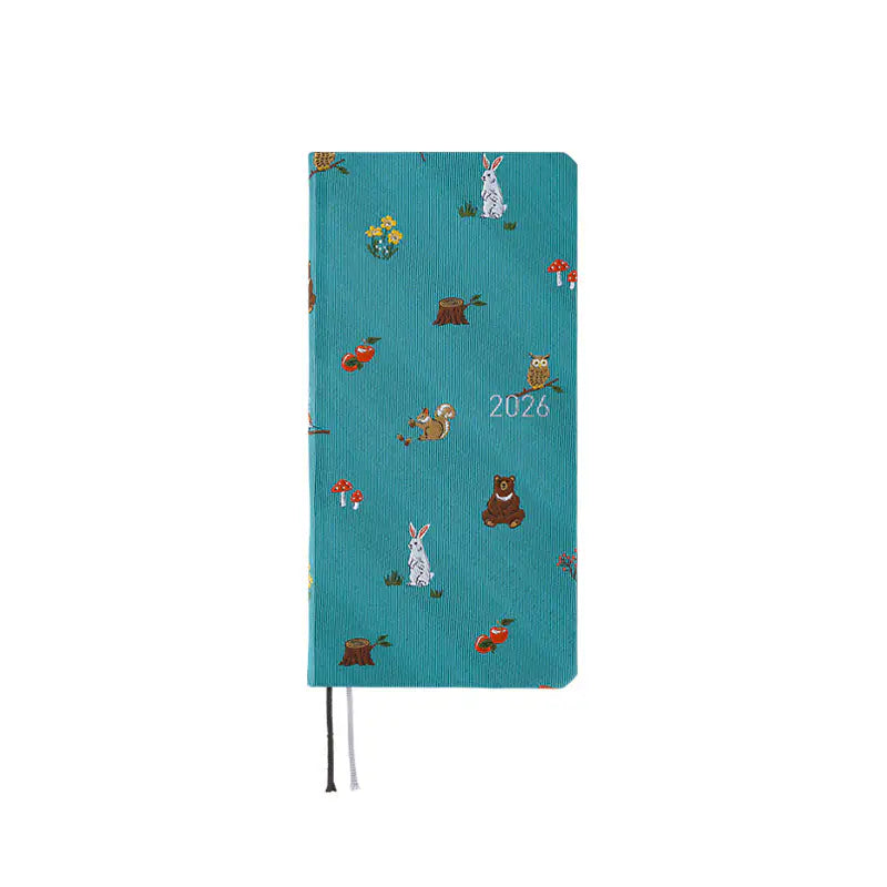 Weeks MEGA, Hobonichi Techo 2026 Bow & Tie: In the Forest Weeks Mega Hardcover Book / Weekly Horizontal / Jan start / Mon start - English Edition