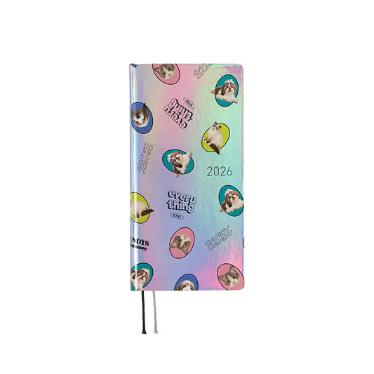 PRE-ORDER Hobonichi Techo 2026 Candy Stripper: Random Dog & Cat (Aurora) Weeks Hardcover Book / Weekly Horizontal / Jan start / Mon start - English Edition