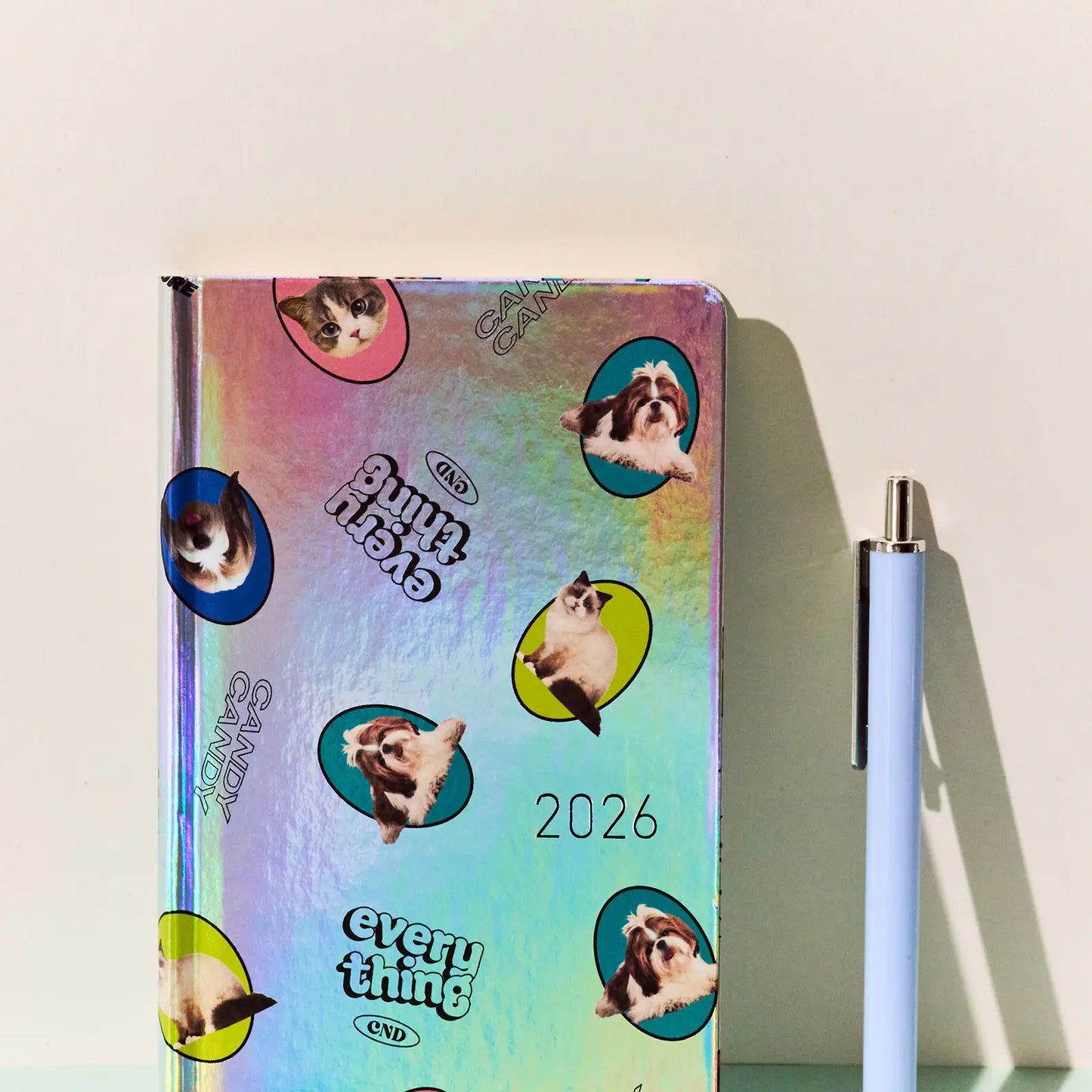 PRE-ORDER Hobonichi Techo 2026 Candy Stripper: Random Dog & Cat (Aurora) Weeks Hardcover Book / Weekly Horizontal / Jan start / Mon start - English Edition