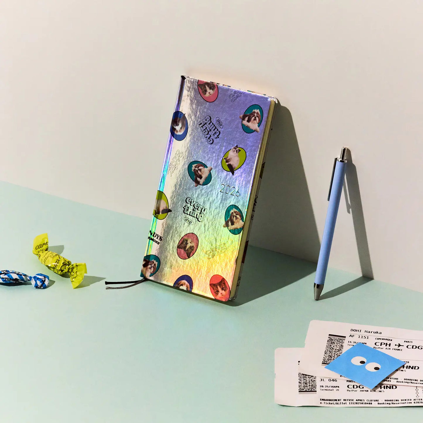 PRE-ORDER Hobonichi Techo 2026 Candy Stripper: Random Dog & Cat (Aurora) Weeks Hardcover Book / Weekly Horizontal / Jan start / Mon start - English Edition