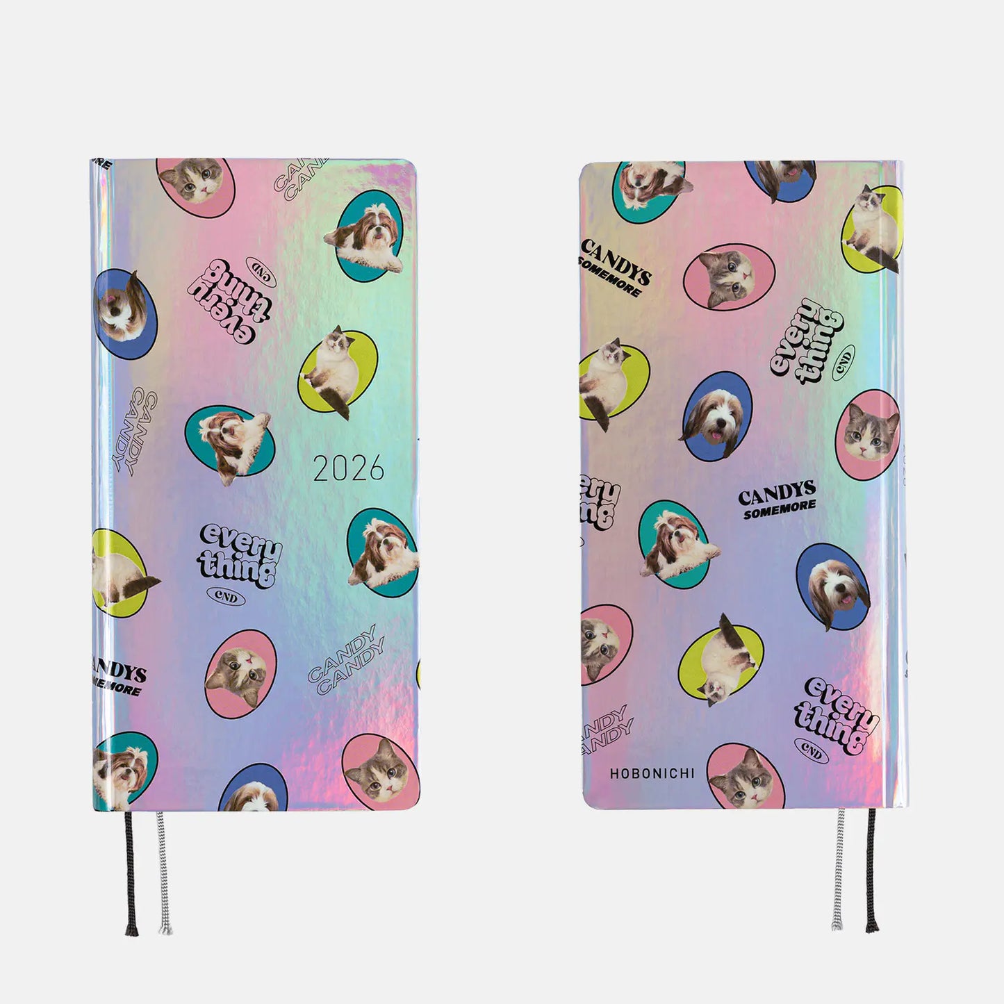 PRE-ORDER Hobonichi Techo 2026 Candy Stripper: Random Dog & Cat (Aurora) Weeks Hardcover Book / Weekly Horizontal / Jan start / Mon start - English Edition