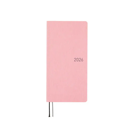 PRE-ORDER Weeks MEGA, Hobonichi Techo 2026 Colors: Strawberry Milk Weeks Mega Hardcover Book / Weekly Horizontal / Jan start / Mon start - English Edition