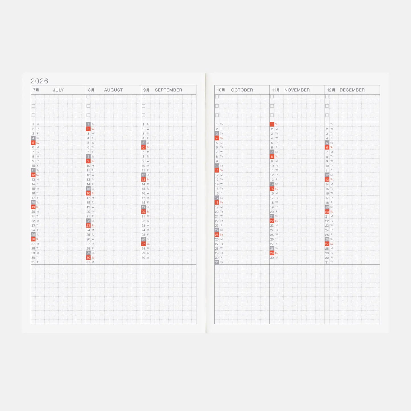 PRE-ORDER Hobonichi Techo 2026 English Cousin Book 2026 (January Start) A5 Size / Daily / Jan start / Mon start - English Edition