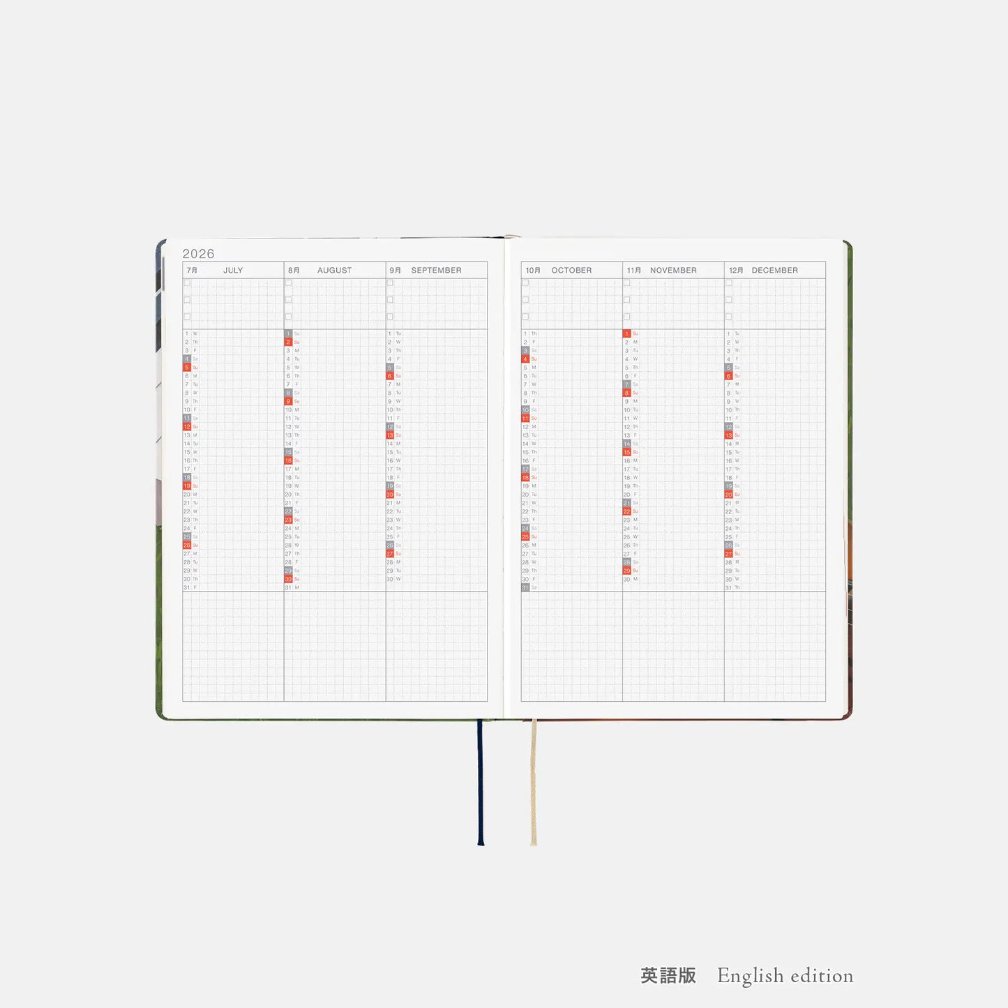 PRE-ORDER Hobonichi Techo 2026 Hiroko Kubota: Waiting on the Chord HON / A5 Size / Daily / Jan start / Mon start - English Edition