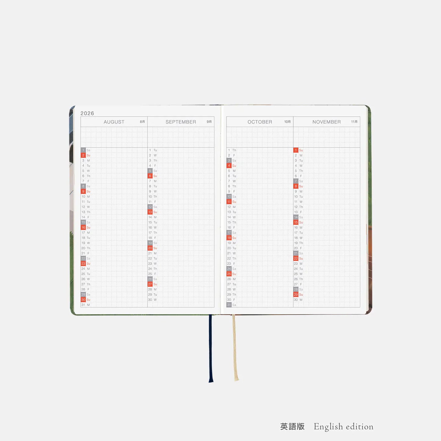 PRE-ORDER Hobonichi Techo 2026 Hiroko Kubota: Waiting on the Chord HON  / A6 Size / Daily / Jan start / Mon start - English Edition