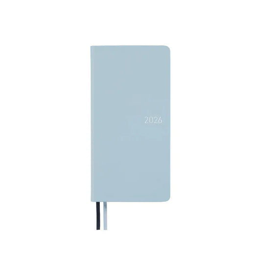 PRE-ORDER Hobonichi Techo 2026 Leather: Snow Blue Weeks Hardcover Book / Weekly Horizontal / Jan start / Mon start - English Edition
