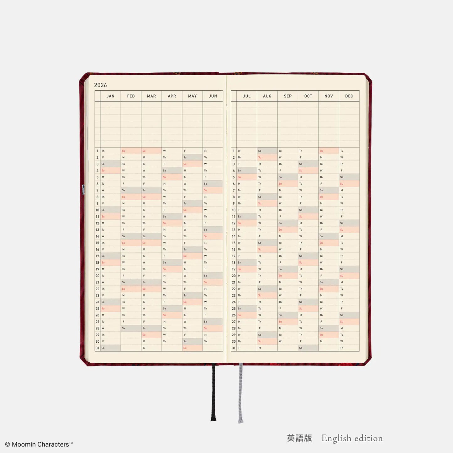 Hobonichi Techo 2026 Moomin: Little My Everywhere! Weeks Hardcover Book / Weekly Horizontal / Jan start / Mon start - English Edition