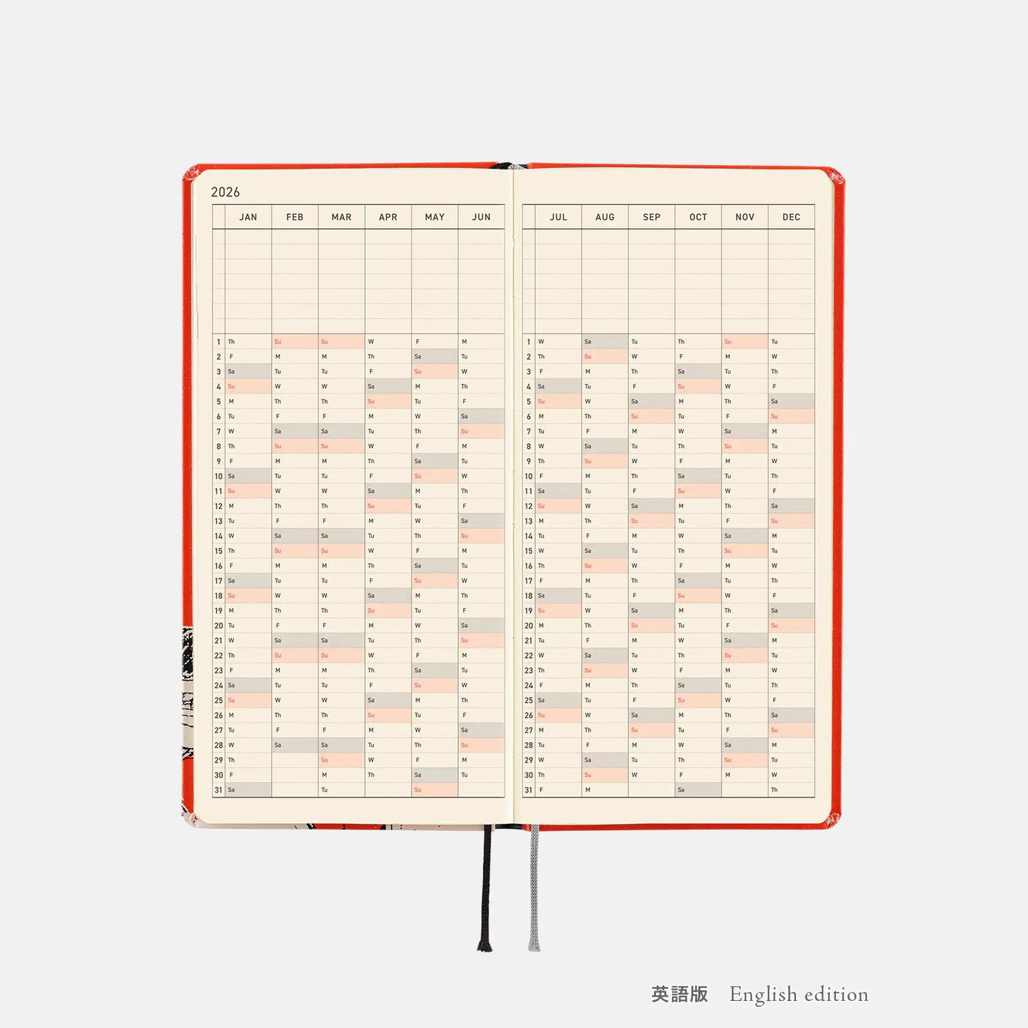 Hobonichi Techo 2026 ONE PIECE magazine: Straw Hat Luffy (Red) Weeks Hardcover Book / Weekly Horizontal / Jan start / Mon start - English Edition