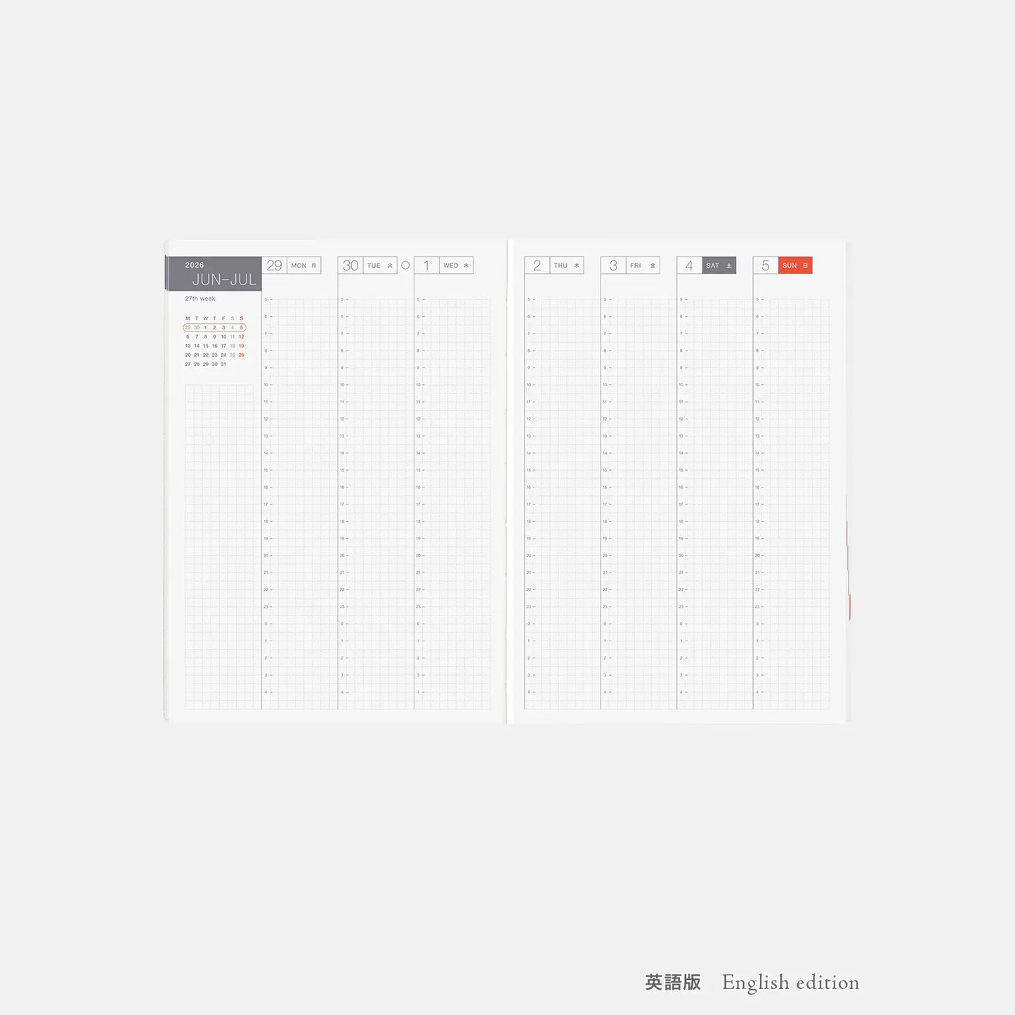 PRE-ORDER Hobonichi Techo 2026 Paper Series: Black Gingham HON / A5 Size / Daily / Jan start / Mon start - English Edition