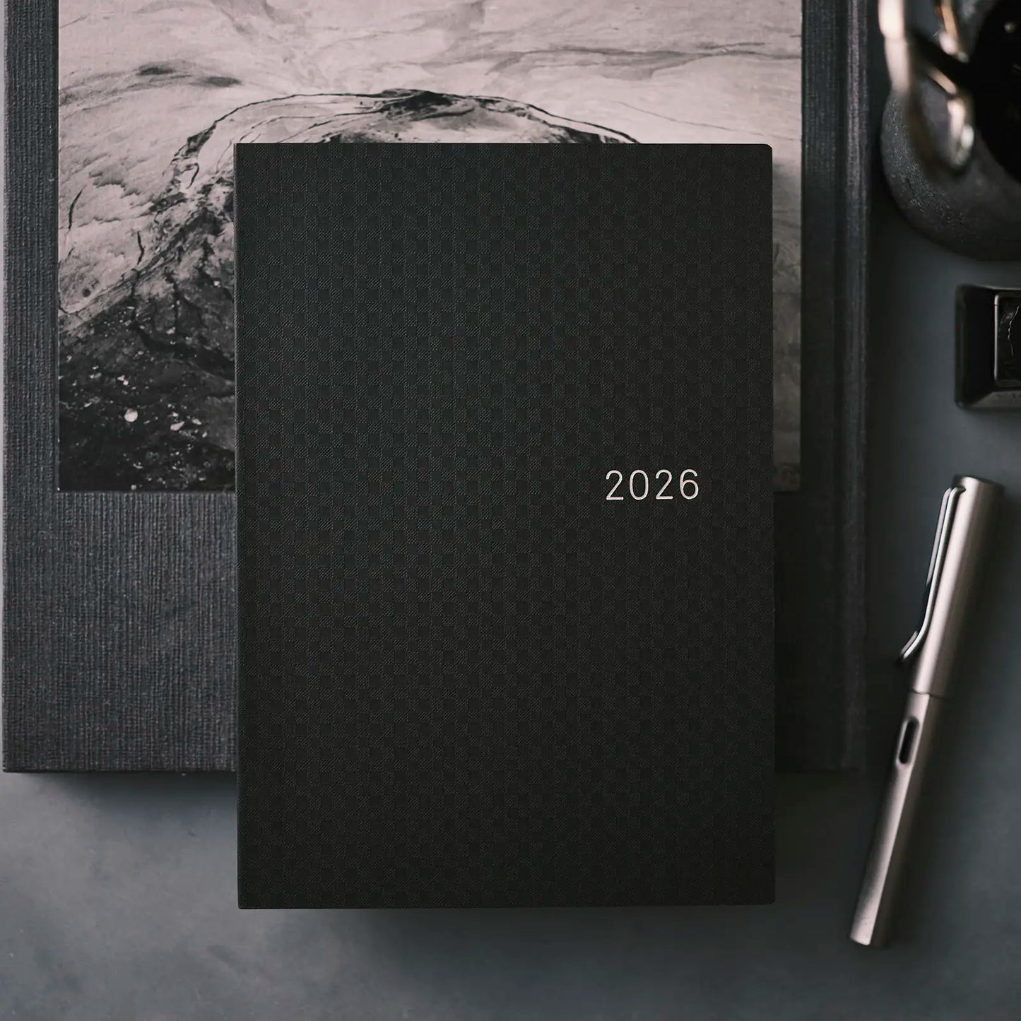 PRE-ORDER Hobonichi Techo 2026 Paper Series: Black Gingham HON / A5 Size / Daily / Jan start / Mon start - English Edition